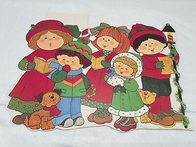 #ad Large Vintage Christmas Die Cut Caroling Children Eureka USA Two Sides NOS