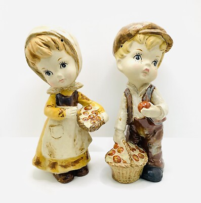 #ad Vintage Ceramic Japan Figurine Set Of 2 Country Design