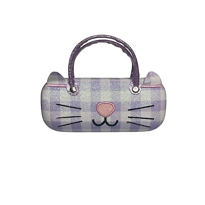 #ad Cat Kitten Eyeglasses Case Purple Sparkle Handles