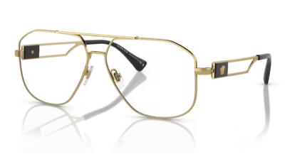 #ad Versace 0VE1287 1002 Gold Rectangular Men#x27;s 59 mm Eyeglasses