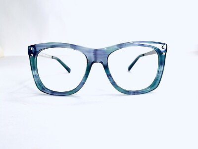#ad Michael Kors Blue Purple Clear Wayfarer Eyeglass Silver Temple MK2046 54 17 135