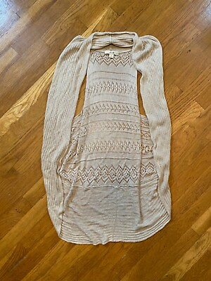 #ad Retro Early 2000 Forever 21 Crocheted Knitted Oversize Slouchy Khaki Hippie Vest