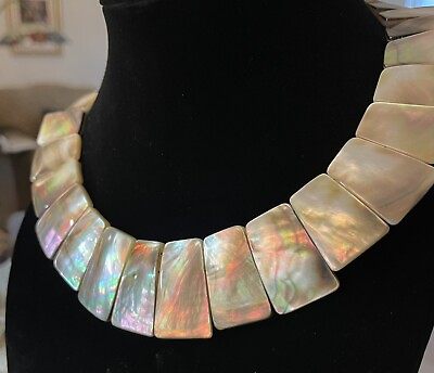 #ad Gorgeous Black Tahitian Mother of Pearl Choker Collar Necklace