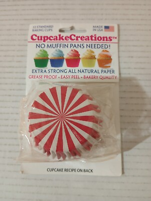 #ad Cupcake Creations Red And White No Muffin Pan Required 32 Baking Cups New
