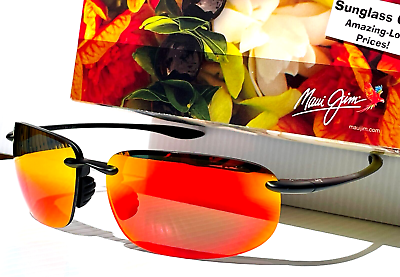 #ad #ad NEW Maui Jim HOOKIPA XL Matte Black POLARIZED Lava Ruby Lens Sunglass RM456 02A