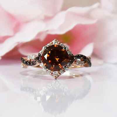 #ad 14K Rose Gold Plated Lab Created Chocolate Diamond Wedding Ring Halloween Gift $143.47