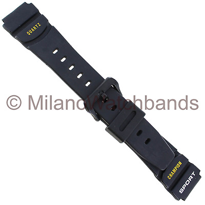 #ad 18mm Milano Black Rubber Champion Quartz Sport Mens Watch Band