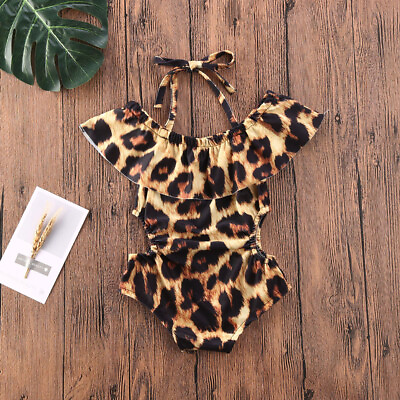 #ad NEW Girls Leopard Animal Print Swimsuit Bathing Suit 2T 3T 4T 5T 6