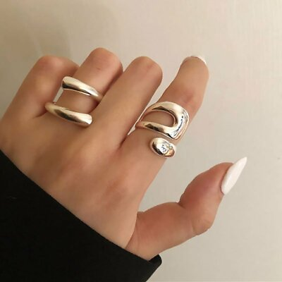 #ad Fashion Silver Irregular Geometric Adjustable Finger Ring Women Jewelry New