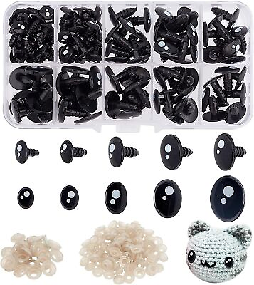 #ad 100Pcs Black Safety Eyes For Teddy Bear Doll Toy Animal Felting Accessories DIY