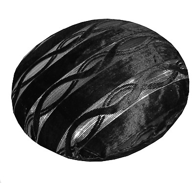 #ad mq03n Silver Metallic Black Wave Stripe Shimmer Velvet Round Cushion Cover