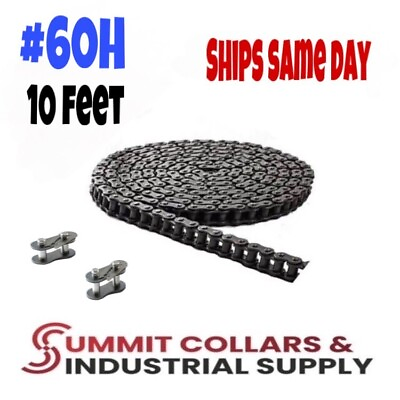 #ad #60H Heavy Duty Roller Chain x 10 feet 2 Connecting Links Same Day Shipping