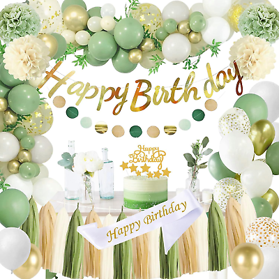 #ad Upgraded Sage Green Birthday Party Decorations for Girls Women with Happy Birthd