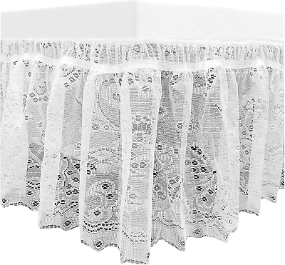 #ad Lace Bedskirt King Queen Floral Elastic Bed Skirt White