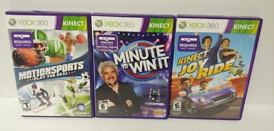 #ad Xbox 360 Kinect 3 Game Lot Motionsports Joy Ride Minute to Win It Bundle Fun