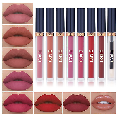 #ad 7Pcs Matte Liquid Lipstick 1Pcs Lip Plumper Makeup Set Kit Pigmented Long Las