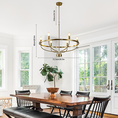 #ad Gold Chandelier 6 Light Fixture Ceiling Living Room Pendant Lighting Farmhouse