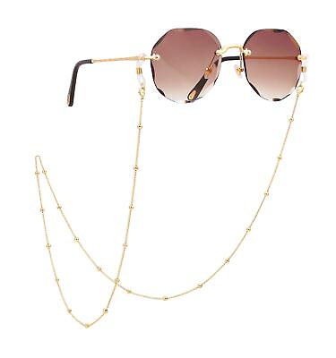 #ad 18K Gold Eyeglass Chain Sunglasses Strap Holder Reading Glasses Retainer Gold Be
