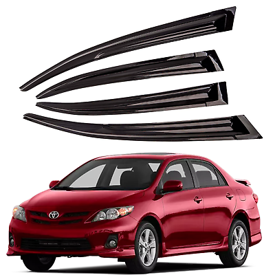 #ad For Toyota Corolla 2009 2013 3D Wavy Tinted Smoke Window Visor Sun Rain Guard