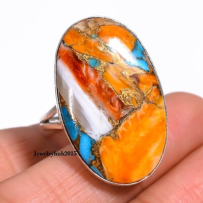 #ad Oyster Turquoise Ethnic Style Handmade Ring 925 Sterling Silver All Size A 235