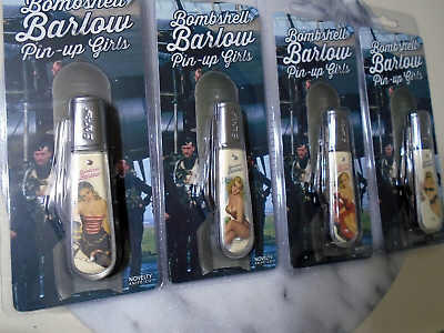 #ad Sexy Bombshell 2 Blade Barlow Pocket Knife Set Lot 4 Knives Pinup Girls 3 1 2quot;