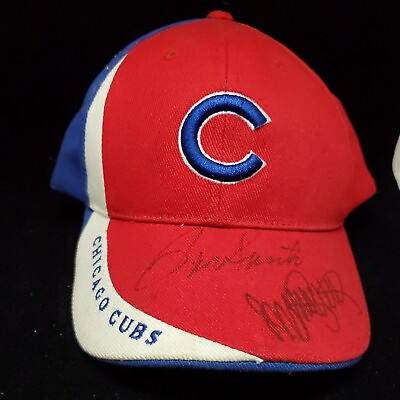 #ad Chicago Cubs Cap Signed By RON SANTO Ryne Sandberg Derek Lee Jim Hensley