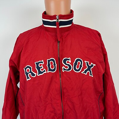 #ad Majestic Boston Red Sox Dugout Jacket MLB Baseball Sewn Youth Size L