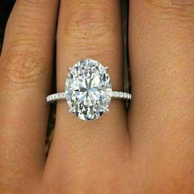 #ad 2.75Ct Oval Cut Diamond Simulated Wedding Engagement Ring Solid 14K White Gold