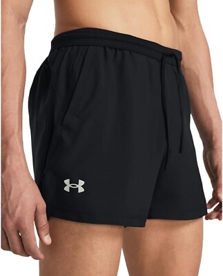 #ad Under Armour Men#x27;s Launch 5” Shorts Size Medium Lined Logo Black Pull On NWT