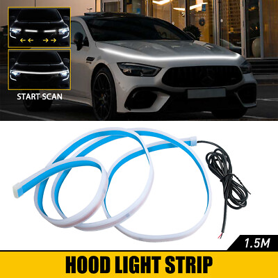 #ad Car Hood Dynamic Scan LED Daytime Running Light Strip Flexible Lamp Decor 150cm