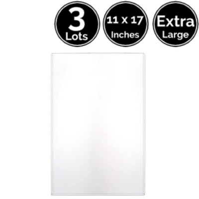 #ad 3 Lots 11 x 17 INCH Extra Large Size Rigid Plastic Protector Sleeve For Poster