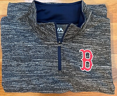 #ad Majestic Boston Red Sox 1 4 Zip Pullover with Pockets MLB Gray Men’s 2XL XXL NWT