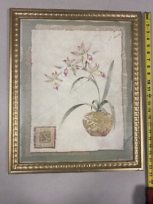 #ad Orchid II by Pamela Gladding Rare Framed Glass Cracked