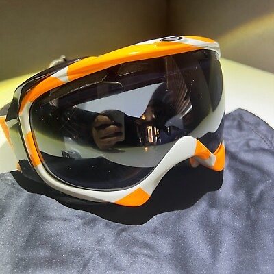 #ad Oakley Snow Goggles Orange White Frame Dark Lense Outdoor Skiing Snowboarding