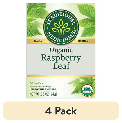 #ad 4 pack Traditional Medicinals Raspberry Leaf Herbal Tea Bags 16 Count