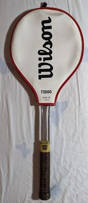 #ad Vintage Wilson T2000 Steel Tennis Racquet Medium 4 5 8 with Cover Made In USA