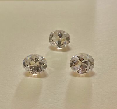 #ad Cubic Zirconia oval Loose Gemstones 12 x 10mm 3 pieces 25ct