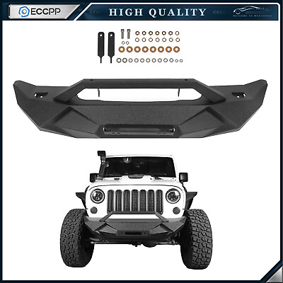 #ad Textured Heavy Steel Front Bumper w Winch Plate for 2007 2018 Jeep Wrangler JK