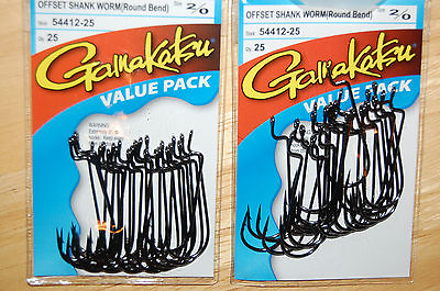 #ad 2 packs 50 total gamakatsu offset worm hooks round bend 2 0 pack 25 54412 25