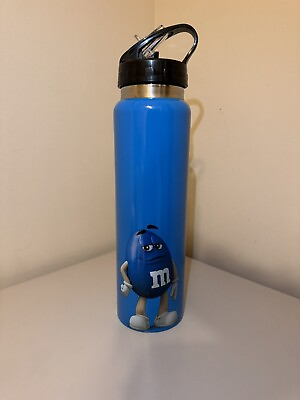 #ad Mamp;M#x27;s World Blue Character Water Bottle 25oz Flip Lid Used