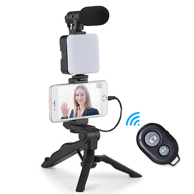 #ad Smartphone Vlogging Kit for iPhone Android w LightMicrophoneTripodHolder