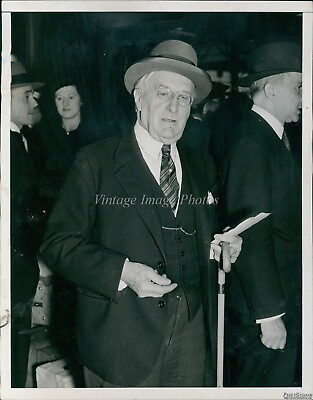 #ad 1937 Gordon Selfridge Man Hat Glasses Suit Tie Society Fashion Cane Photo 7X9