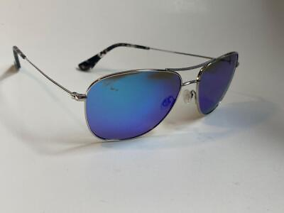 #ad Maui Jim Cliff House Polarized Titanium Sunglasses 247 17 Silver Blue Display