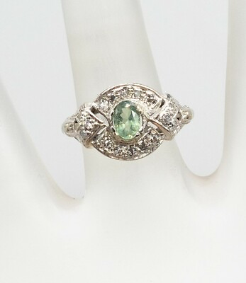 #ad Vintage 1940s RETRO $4000 .85ct Natural Alexandrite Diamond 14k White Gold Ring