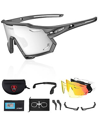 #ad Polarized Cycling Glasses with 5 Interchangeable LensesMTB Biking Baseball R...