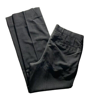 #ad Hugo Boss Size 36 Gray Pants Virgin Wool Elastane Inseam 33” Zipper Button