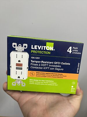 #ad Leviton GFTR1 R4W 15A Slim GFCI Tamper Resistant Outlets White 4 Pack