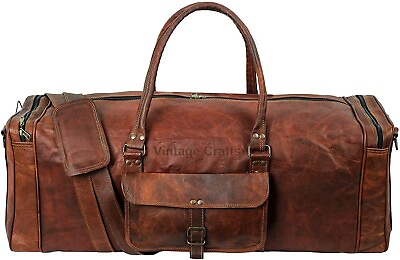 #ad Leather Duffel Travel Luggage Bag With Dopp Shaving Kit for Men amp; Women Gift