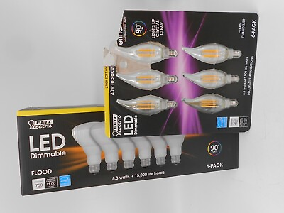 #ad Feit Electric: Flood Light Bulbs 6pk 65 W AND LED Chandelier Bulbs 6pk $17.88