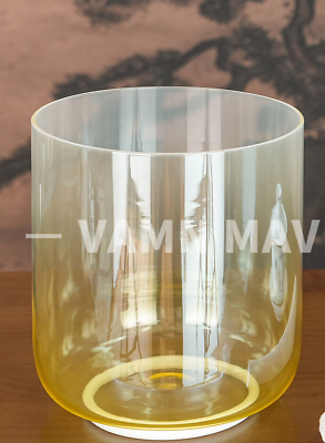 #ad Yellow Colored design Solar Plexus Chakra Quartz Clear Crystal Singing Bowl 6quot;